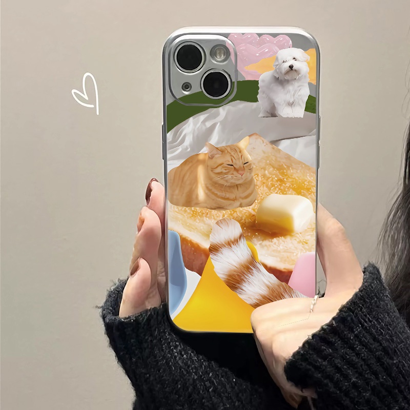 IPHONE Kucing Kupon Lucu Lembut Electroplate Case Kompatibel Untuk Iphone14 13 12 11 Pro XS Max Casing XR X8 +7 6S Plus Mini TPU Silikon Shockproof Phone Cover