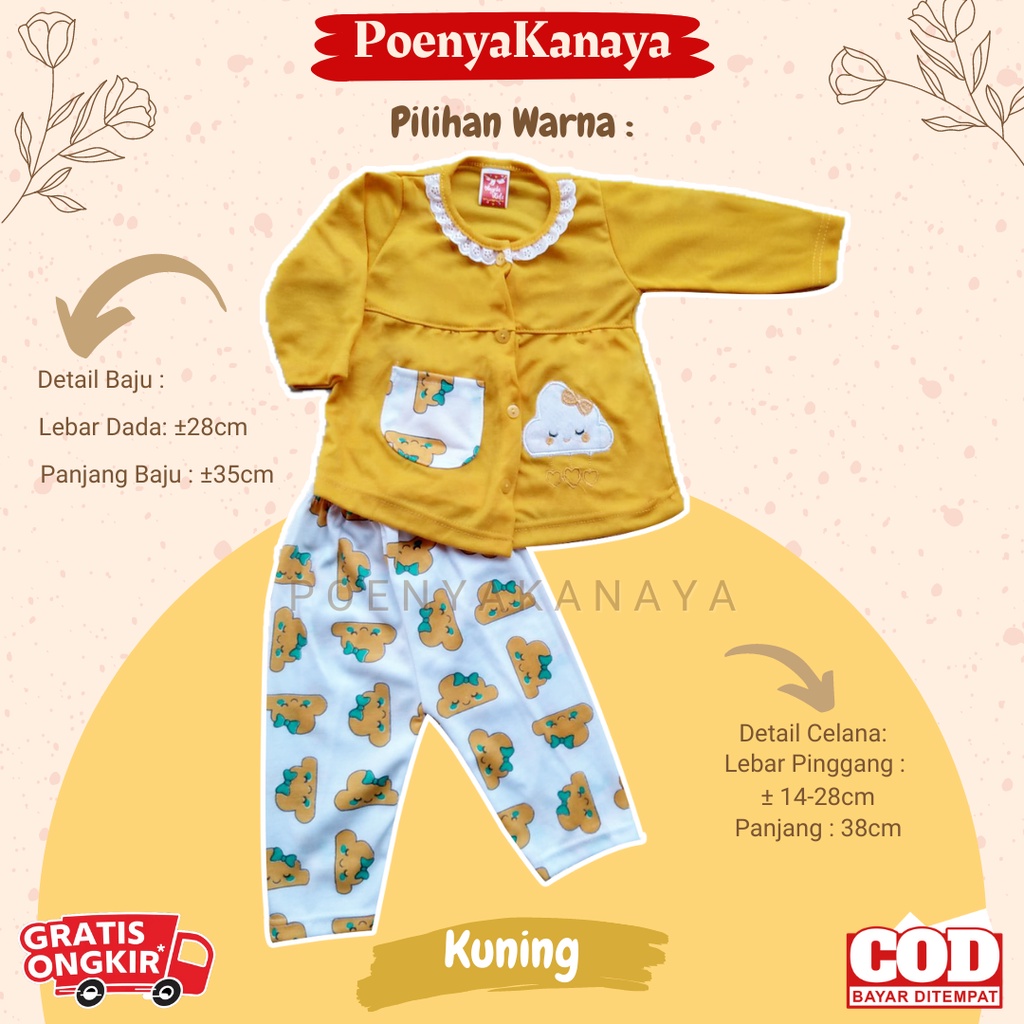 Setelan Baju Bayi Piyama Bayi Panjang Perempuan AWAN Angela Kids 6-18 bulan SPY06