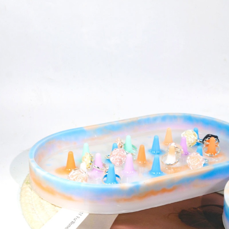 Siy Berbentuk Oval Tempat Cincin Tray Cetakan Silikon Display Perhiasan Stand Resin Cetakan Perhiasan Kecil Ring Dish Mold Mudah U