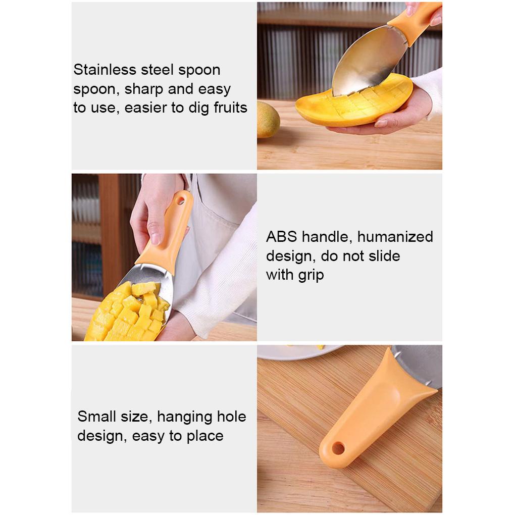 Alat Pembelah Mangga Sendok Buah Gadget Dapur Tahan Lama ABS Kenyamanan Serbaguna Ukuran Compact Pits Remover