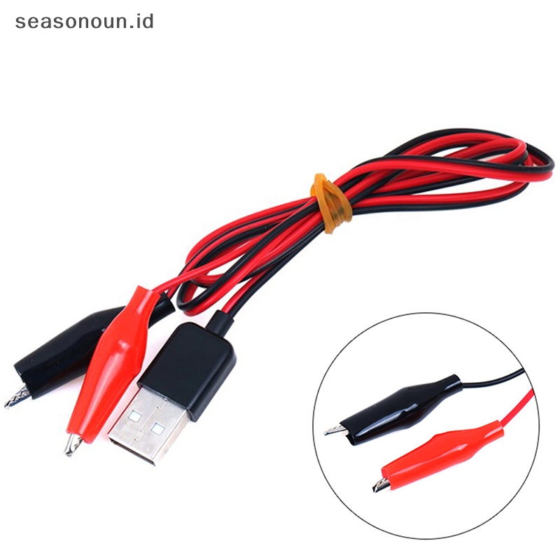 Seasonoun USB Male Connector to Alligator Test Clips Clamp USB Alligator Clips Plug Wire.