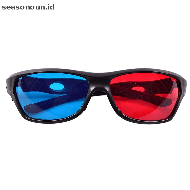 Seasonoun Frame Kacamata 3D Merah Biru Untuk Dimensi Anaglyph Film Game DVD Hitam Kacamata 3D Merah Biru Frame Hitam 5x Untuk DVD Game Film Anaglyph Dimensi Gelas 3D Merah Biru New