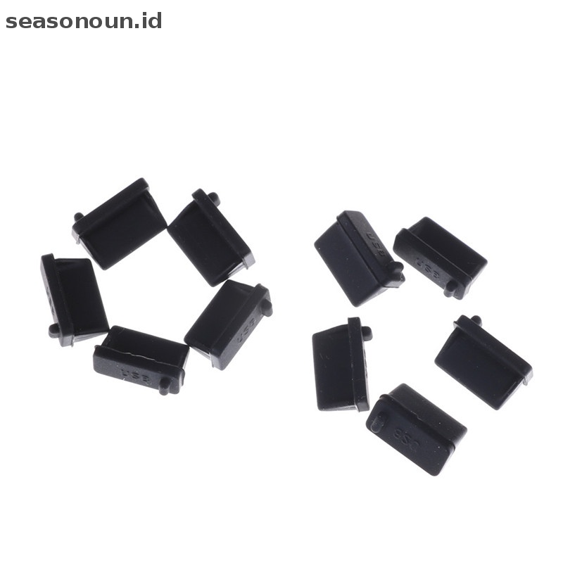 Seasonoun 10pcs Karet Hitam A Type Female USB Anti Debu Pelindung Colokan Stopper Cover.