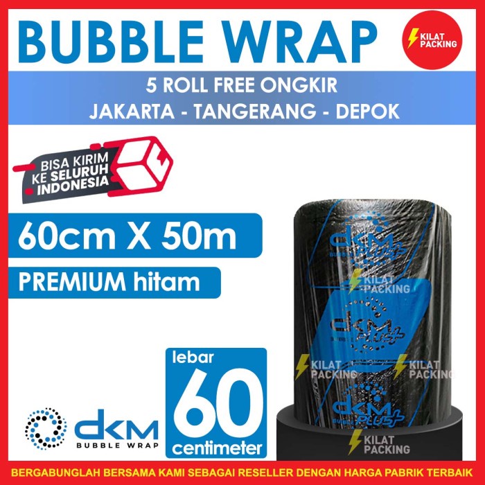 

[GG] PLASTIK BUBBLE WRAP 60CM X 50M | BUBBLE WRAP DKM+ HITAM TEBAL /ROLL