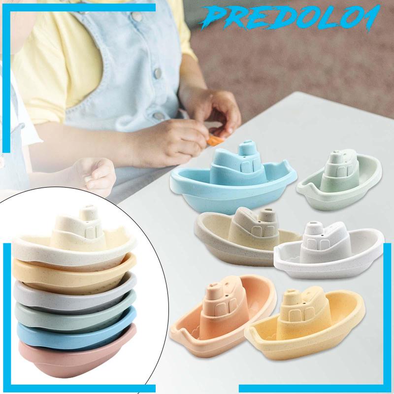 [Predolo1] 6pcs Mainan Susun Boat Shower Stacker Game Stackable Bathtime Untuk Anak