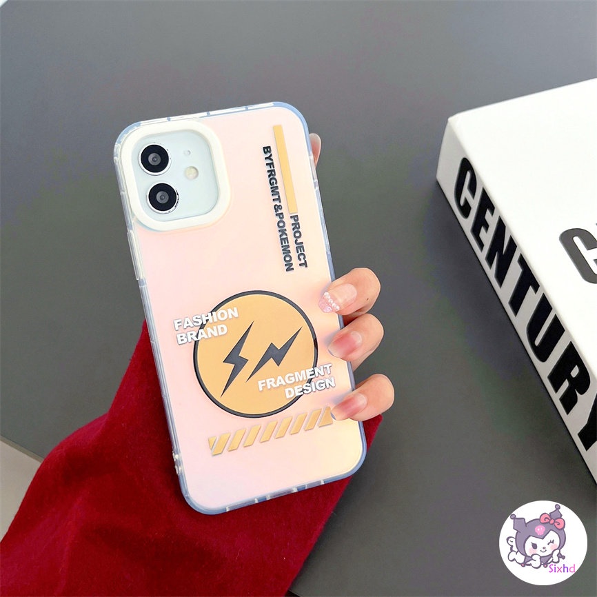 IPHONE Kompatibel Untuk Iphone11 14 13 12 Pro Max8 7Plus X Xs Xr Xs Max SE 2020 Mode Sederhana Petir Sprite Laser Gradien Perlindungan Lensa Casing Ponsel TPU Lembut Anti Jatuh Cover XJJJJ