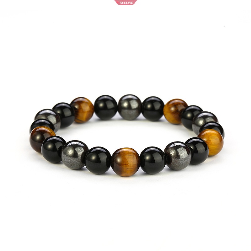 Natural Black Obsidian Hematite Tiger Eye Bead Gelang Pria Ada Perlindungan Kesehatan Magnetik Wanita Jiwa Perhiasan Baru [ZXL]