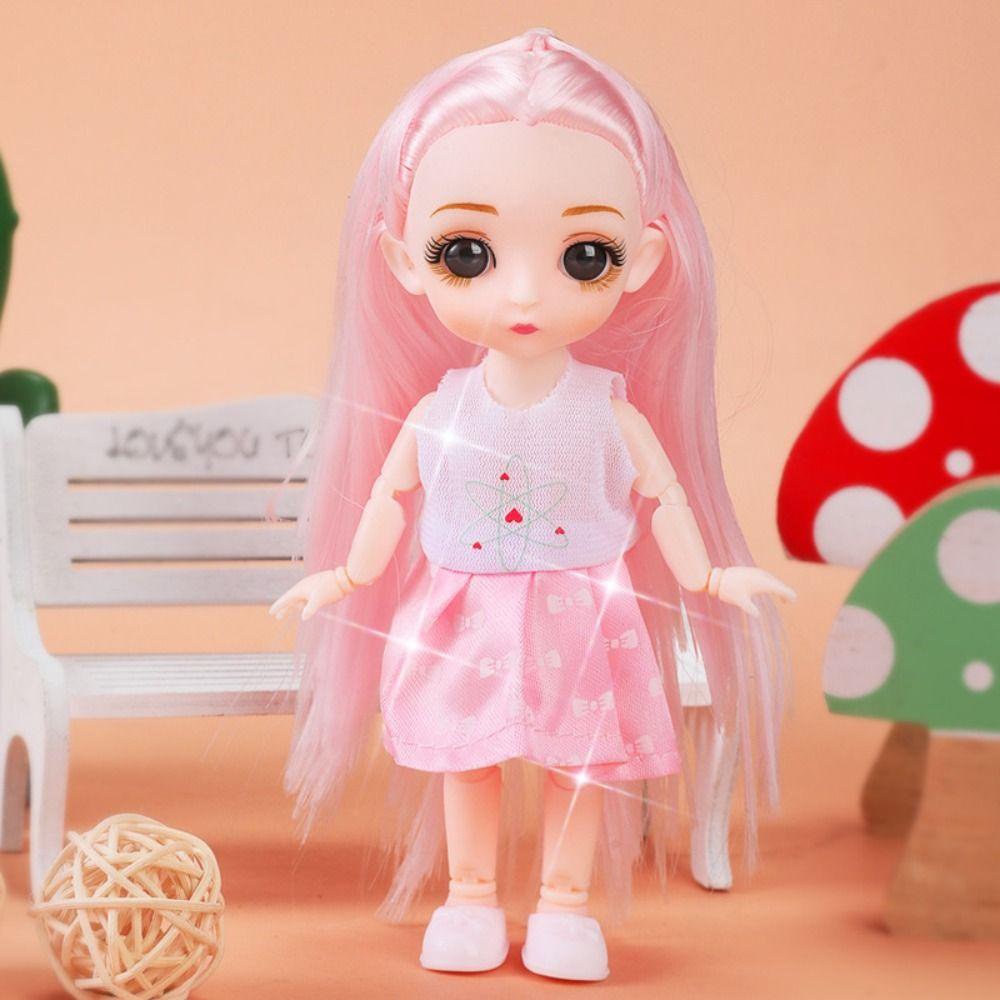 Needway   Molly Boneka Anak Perempuan Mata Besar Diy Girl Princess BJD Doll Dengan Baju Dan Sepatu Pakaian Dress Up Anak Princess Model Mainan Set