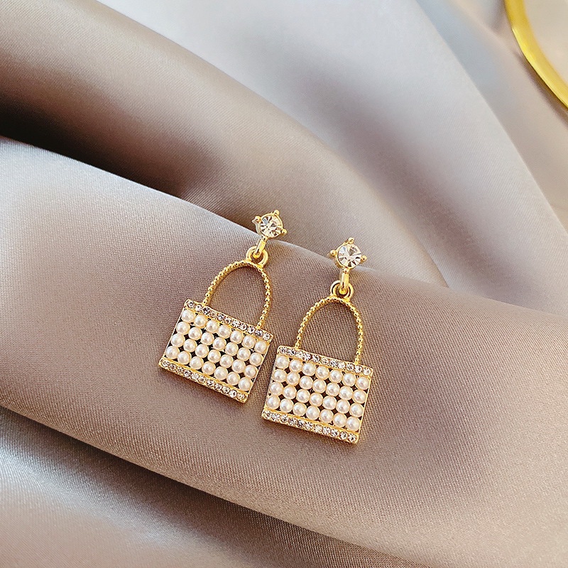 HBS 223 Anting Hijab Wanita Tusuk Mutiara Kristal Women Earrings Korea Aksesoris Fashion