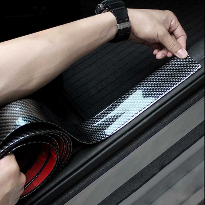 GMGY Stiker Vinyl Mobil Carbon Fiber Rubber Strip Bumper Guard 5x250cm CX38Q7