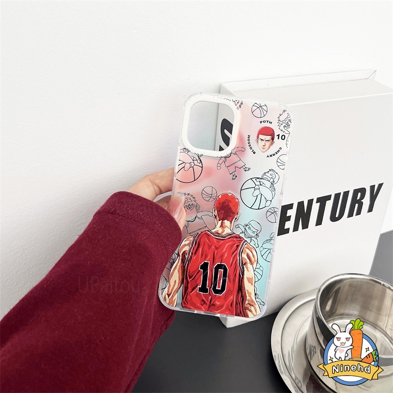 IPHONE Casing Kompatibel Untuk Iphone14 13 12 11 Pro Max X Xr Xs Max8 7 Plus SE Sakuragi Hanamichi Slam Dunk Casing Ponsel Transparan Laser Silikon Soft Case Frosted Jatuh Perlindungan Cover