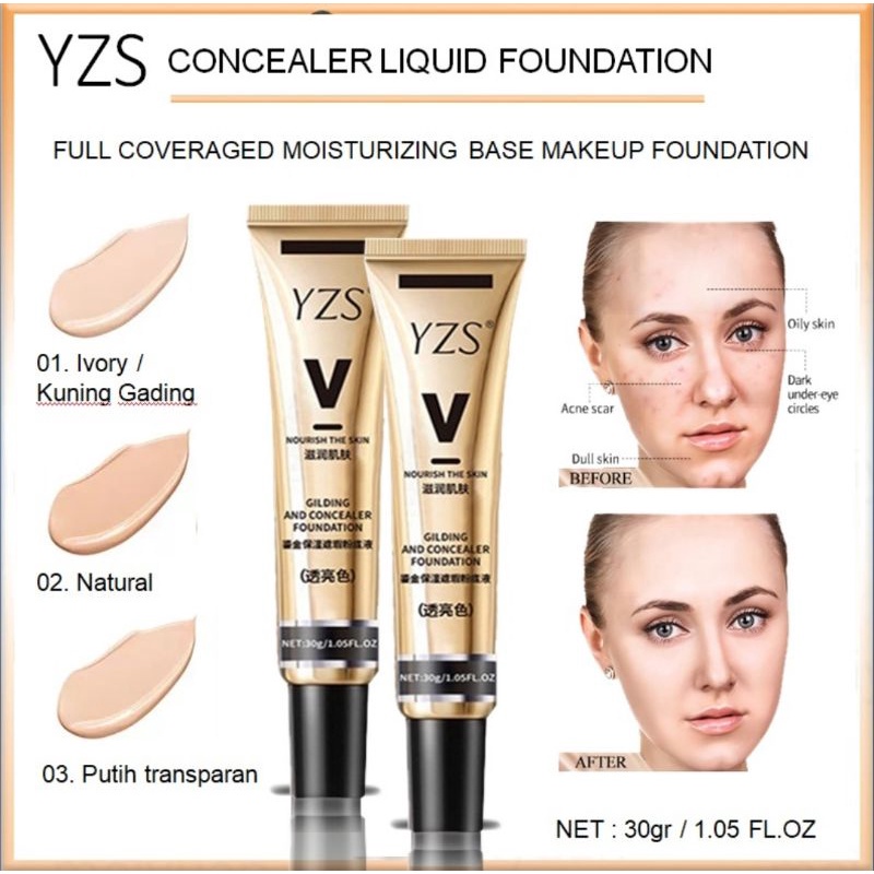 YZS CONCEALER LIQUID FOUNDATION - FULL COVERAGED MOISTURIZING BASE MAKEUP FOUNDATION