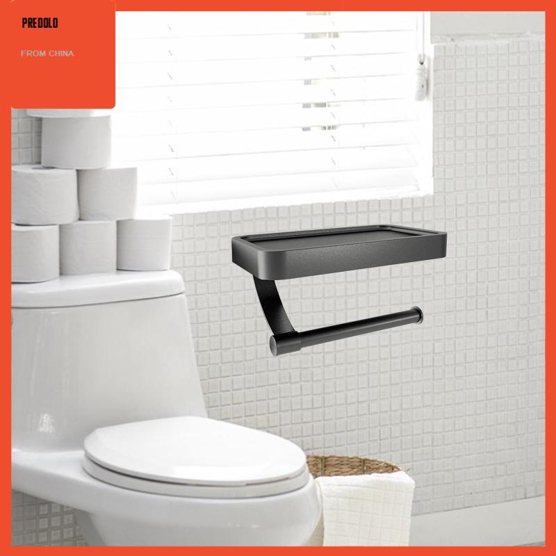 [Predolo] Paper Roll Holder Rak Aluminium Tempat Roll Toilet Multifungsi Untuk Dinding