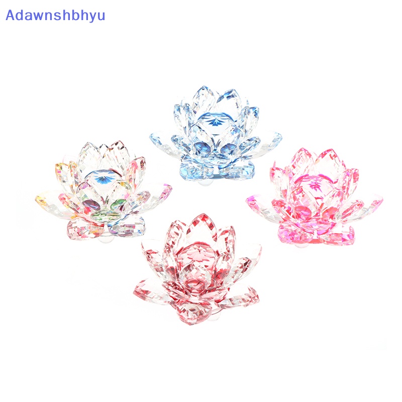 Adhyu 60mm Kristal Lotus Bunga Kerajinan Kaca Fengshui Ornamen Patung Hadiah ID