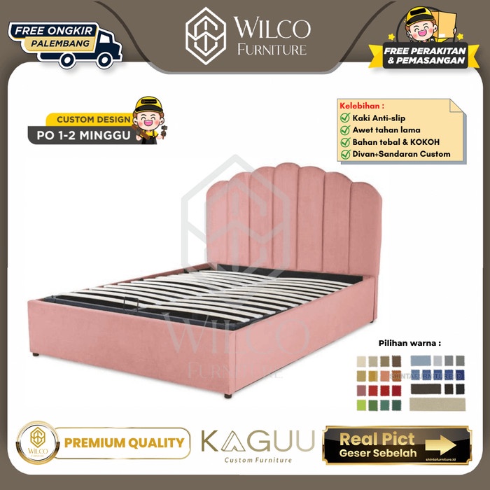 Divan Sandaran Custom Motif JARI Kain Oscar PINK Set 180x200 Palembang