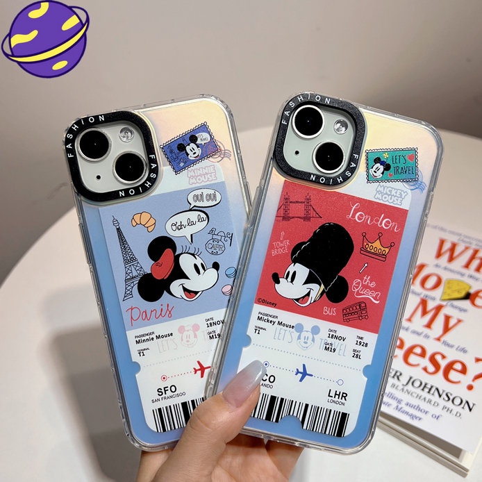 IPHONE Casing Hp Anime Laser Cocok Untuk Iphone14 13 12 11 Pro X XS Max XR 14Plus Full Set Electroplated Mickey Minnie Kartun Disney Soft Case