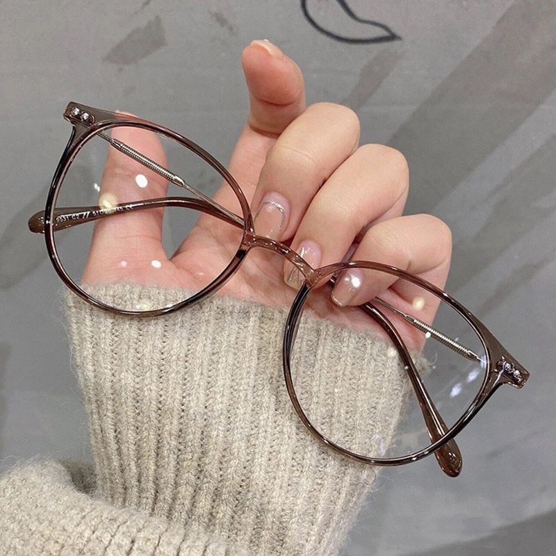 ZAYKA==Kacamata dan Lensa Anti Radiasi Desain Terbaru Bentuk Oval Korean Style Full Rim Bahan Metal