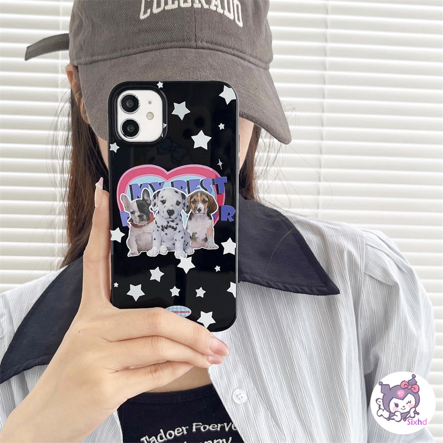 IPHONE Kompatibel Untuk Iphone14 13 12 11 Pro Max SE 2020 X Xr Xs Max8 7 6Plus Hitam Cinta Fashion Anjing Silikon Ponsel Case Lembut Anti Jatuh Pelindung TPU Cover XJJJJ