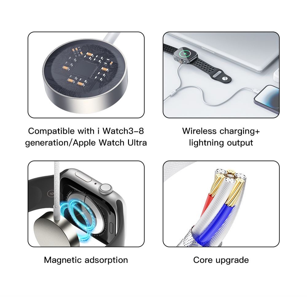 Kabel Charger Apple Watch iWatch TOTU Magnetic Type-C 2in1 iPhone