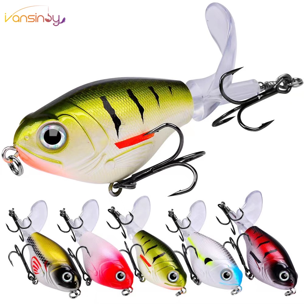 Vansinoy Umpan Pancing 11.5g/16g Rotating Tail Popper Floating Lure Propeller Traktor Sea Fishing Lure Umpan Keras Mengambang Air Pensil Jalan Sub Umpan O