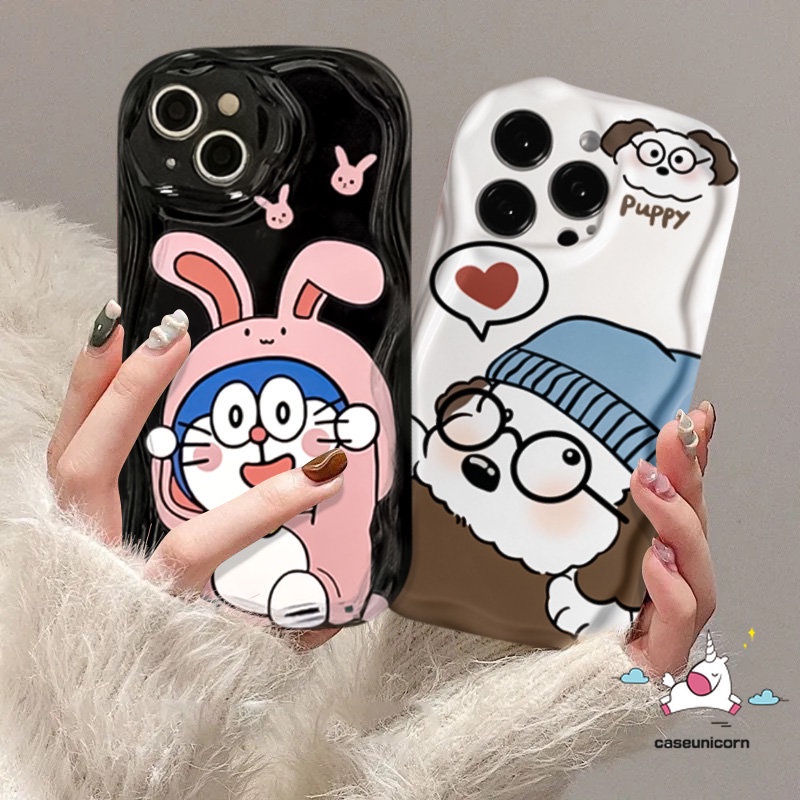 Untuk Realme C53 5 9i 7i 6i 5i 5s Realme C55 C15 C35 C31 C33 C12 C25 C21Y C25Y C20 C25s C11 C30 C21 C17 C3 C20A Kartun Doraemon Lucu Cute Puppy 3D Wavy Curved Edge Case Soft Cover