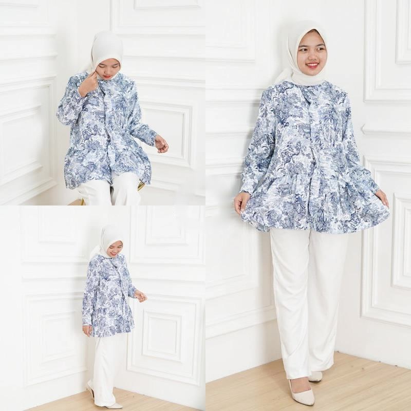 BEFAST - ZFS OOTD WANITA BLOUSE IRNA / HARVI DYOR PREMIUM BLOUSE / Atasan Wanita Lengan Panjang / Pakaian Casual Wanita / Blouse Motif Bunga-Bunga / Fashion Kekinian Remaja ABG Trendy / Outfit Daily Kerja Wanita