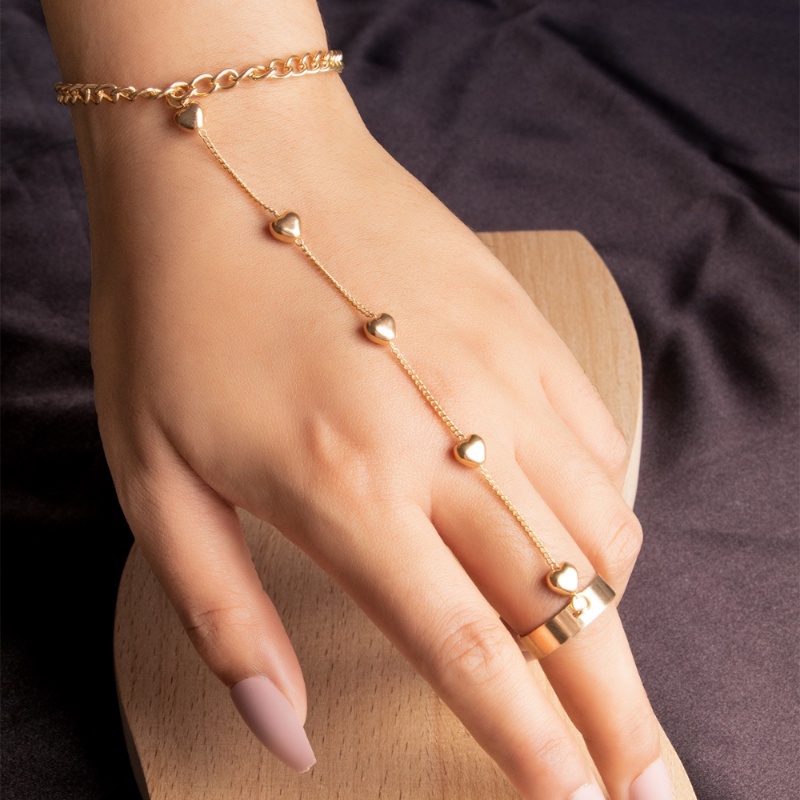 Ahellogirl Pribadi INS Gaya Cinta Rantai Logam Finger-piercing Gelang Salib-border Perhiasan Eropa Dan Amerika Wanita