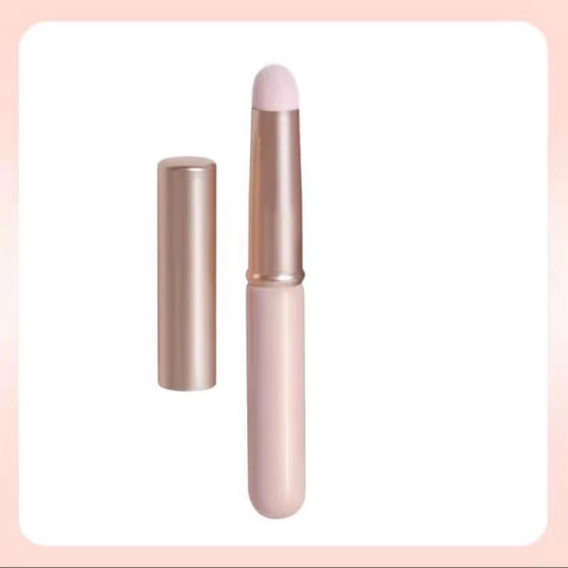 Kuas Lipstik Peledak Dengan Penutup Kuas Bibir Lip Glaze Smudge Brush Portable Smudge Gagang Pendek Kuas Lipstik Mini Dengan Penutup Kepala Bulat Lembut