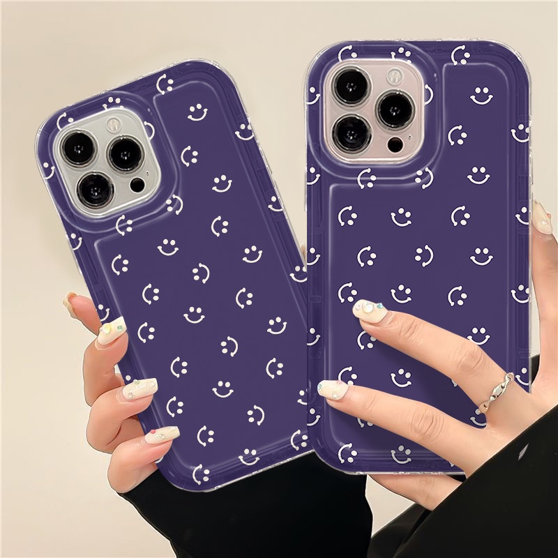 IPHONE Smiling Soft Phone Case Kompatibel Untuk Iphone14 13 11 12 Pro XS Max X Xr7 +8 Plus Casing Transparan TPU Silikon Shockproof Cover