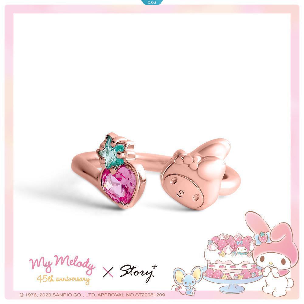 Kawaii Lucu Sanrio Mymelody Cincin Sterling Silver Electroplating Rose Gold Sweet Ins Gadis Hadiah Natal Untuk Teman Dekorasi Rings [ZK]