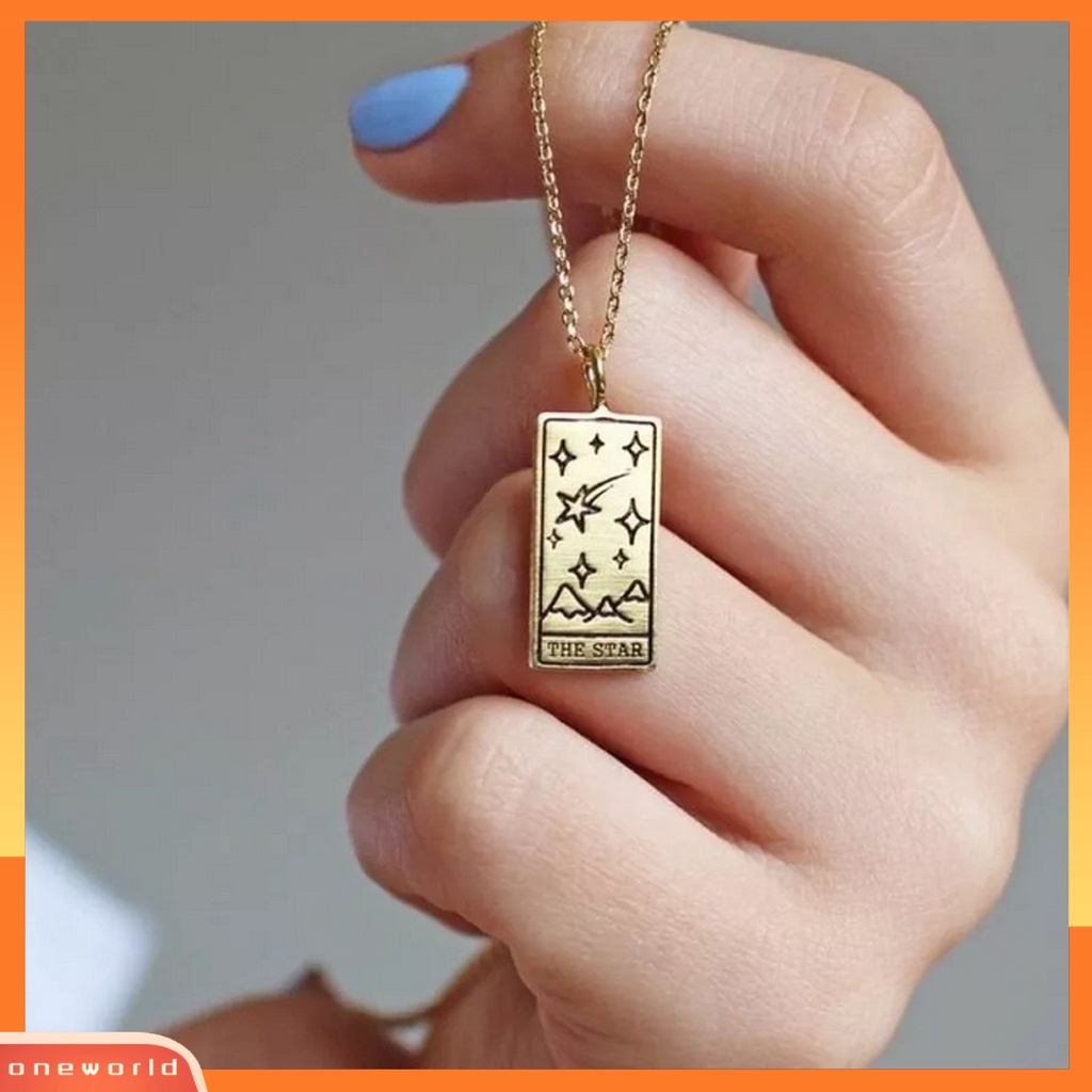 [ONE] Kalung Indah Rantai Leher Unisex Bentuk Tarot Alloy Adjustable Untuk Penggunaan Sehari-Hari