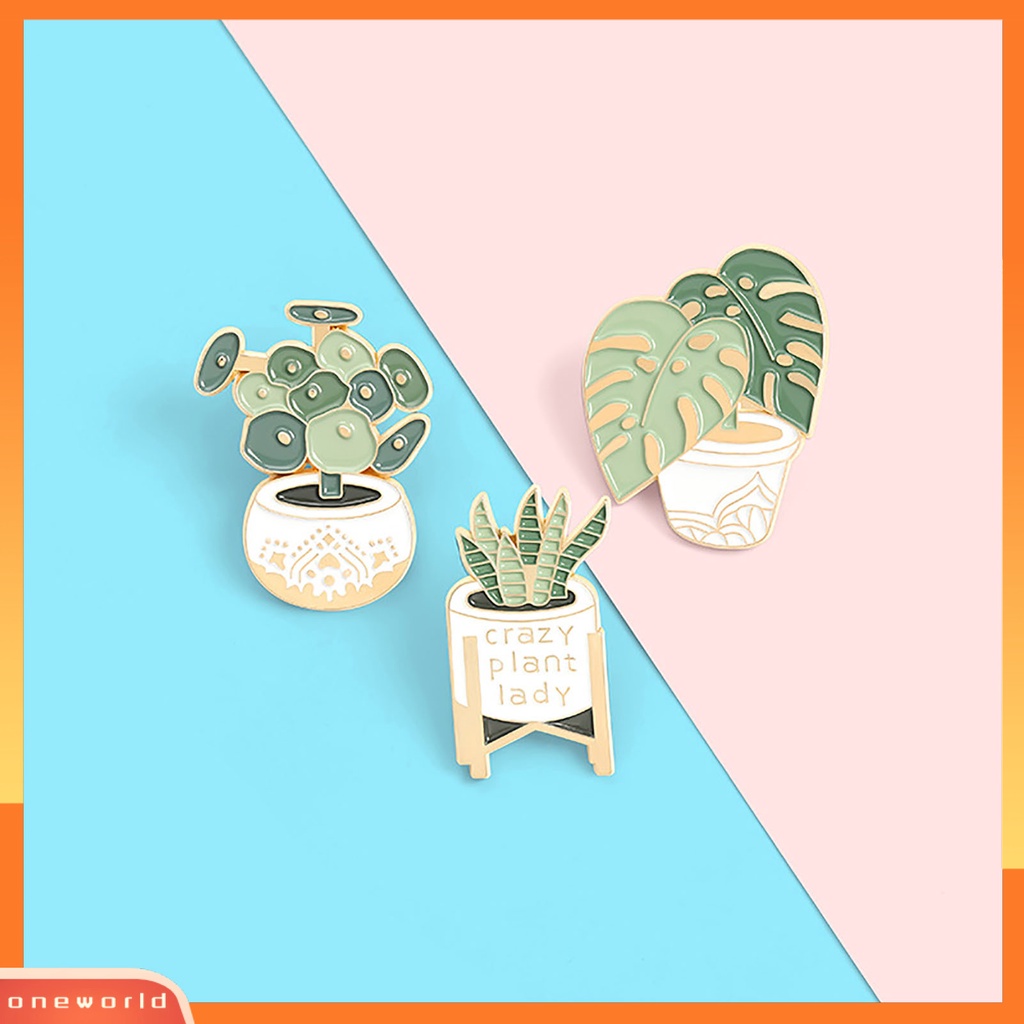 [ONE] Kartun Enamel Pin Pot Tanaman Bros Jas Kerah Lencana Pakaian Tas Aksesori