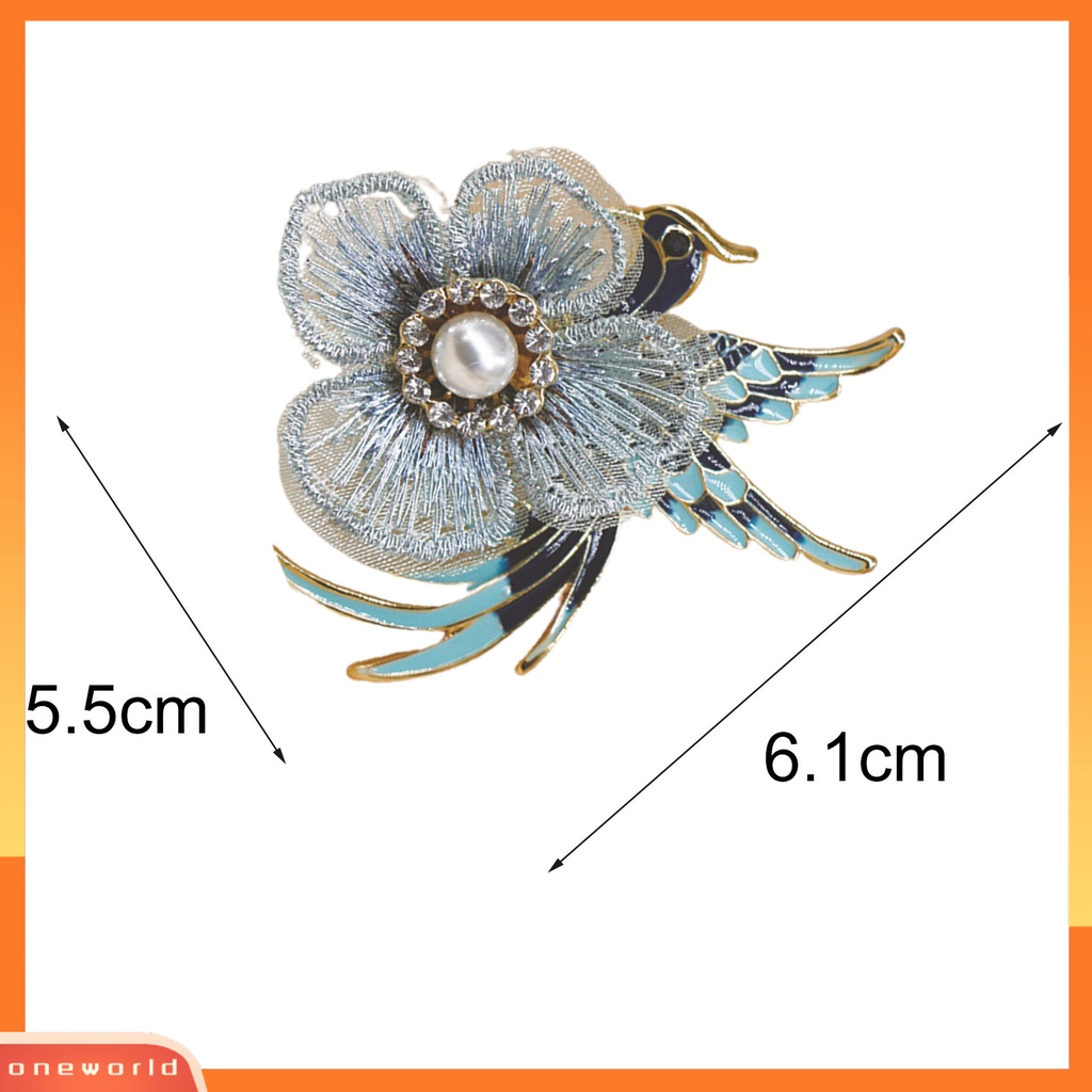 [ONE] Kerah Pin Bordir Bunga Enamel Burung Alloy Mutiara Imitasi Berlian Imitasi Bros Pin Aksesoris Kostum