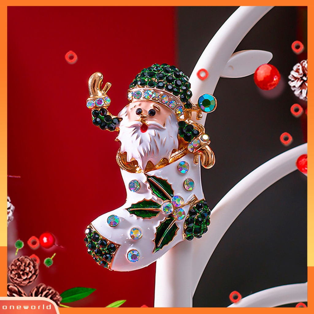 [ONE] Bros Gaya Natal Handmade Bahan Alloy Menggemaskan Bentuk Santa Claus Brooch Decor Untuk Souvenir