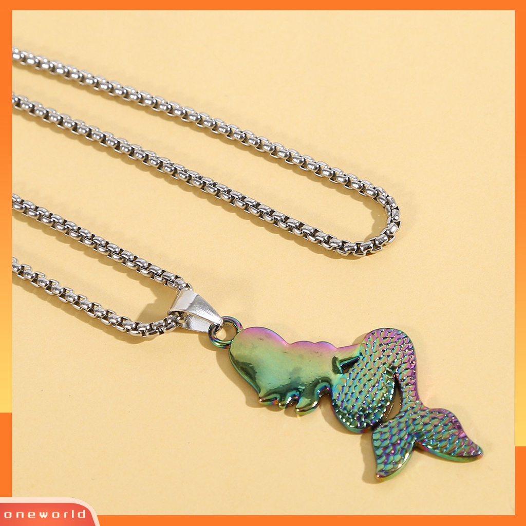 [ONE] Kalung Unisex Necklace Liontin Mermaid Hias Electroplating Artistik Untuk Pesta