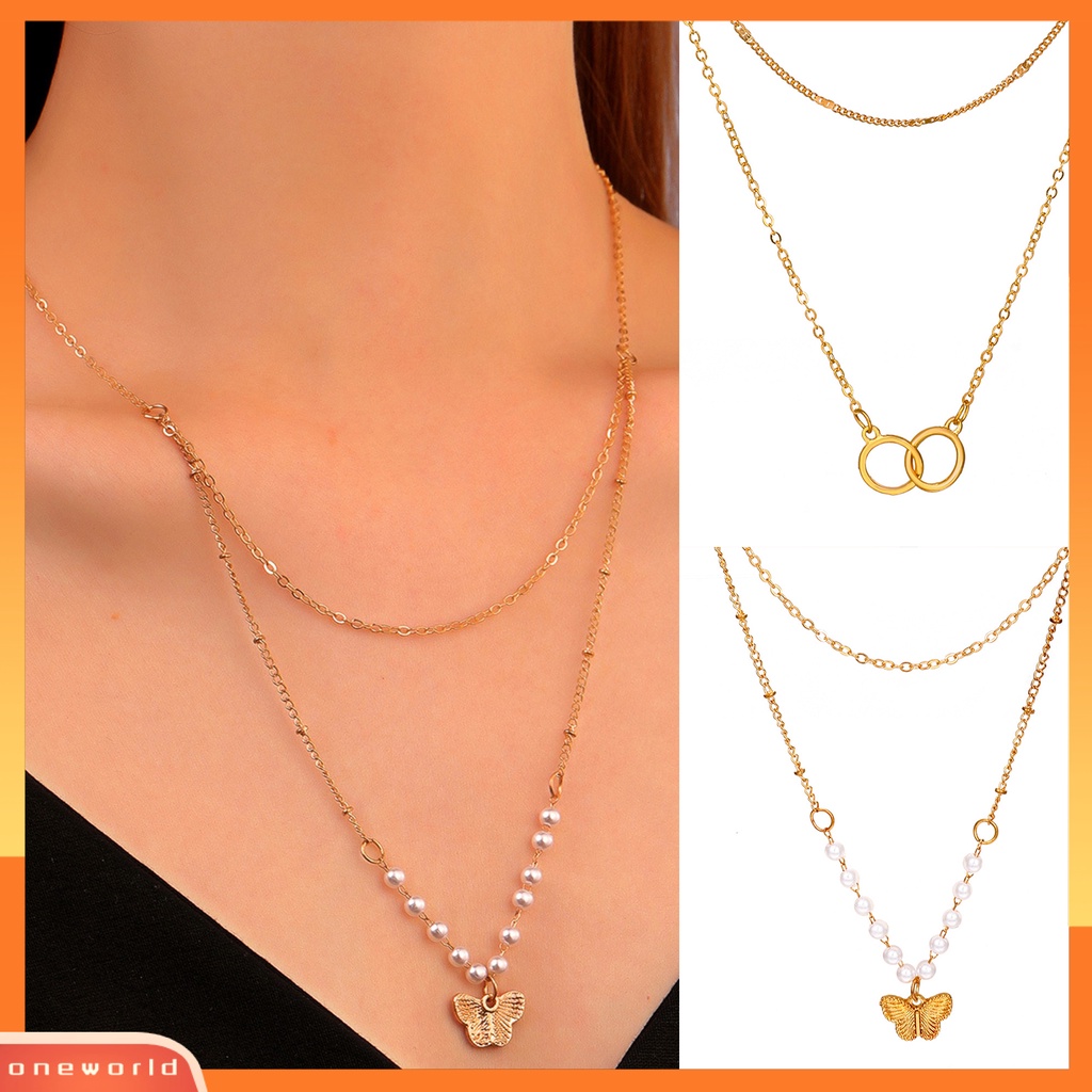 [ONE] Women Necklace Kalung Liontin Kupu-Kupu Hias Geometris Multi Gaya Untuk Pesta