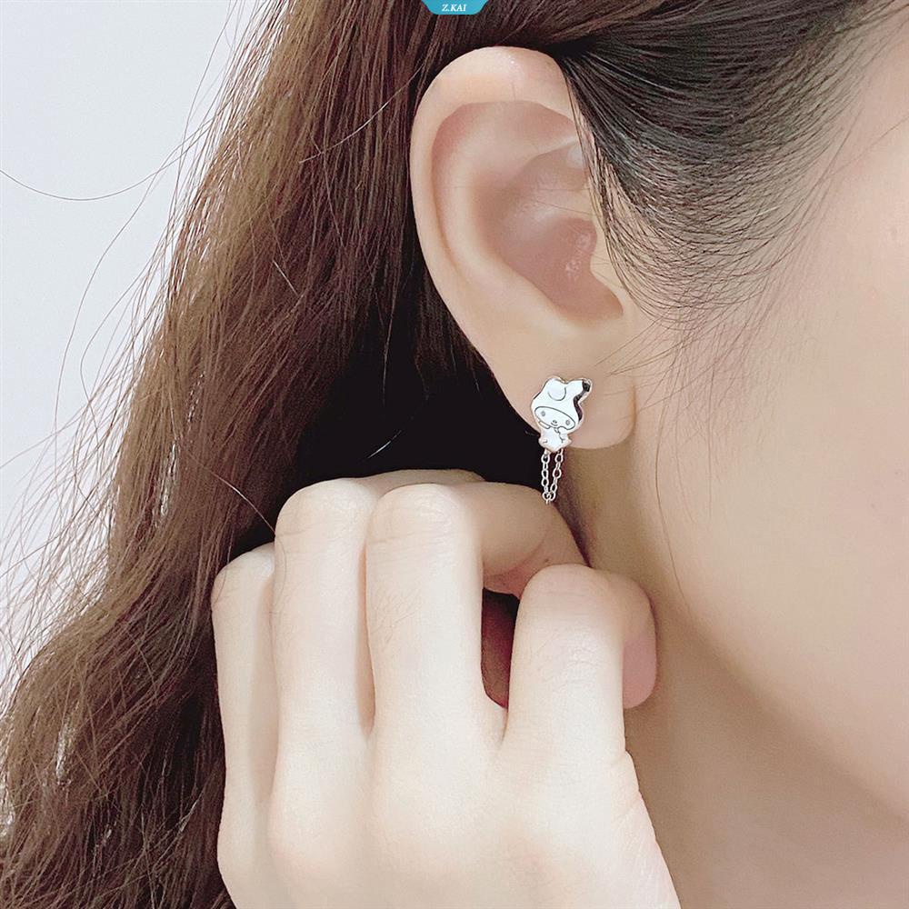 Kawaii Baru Lucu Sanrio Mymelody Anting Ear Studs Plating Silver Hiasan Ins Hadiah Natal Untuk Gadis [ZK]