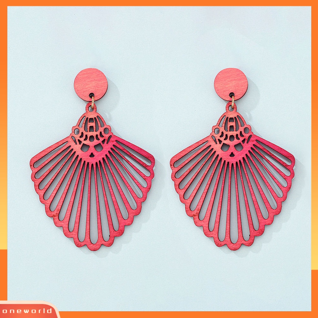 [ONE] 1pasang Anting Menjuntai Retro Geometris Berongga Diukir Permukaan Halus Buatan Tangan Hias Colorfast Tanpa Sakit Memakai Tindik Stud Earrings Perhiasan Aksesori