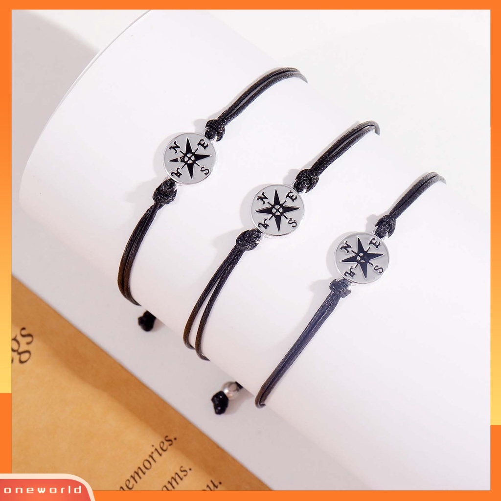 [ONE] 5pcs /Set Siswa Gelang Kompas Dengan Kartu Inspiratif Handmade Braided Rope Adjustable Hadiah Musim Wisuda Gadis Gelang Kompas Pakaian Sehari-Hari