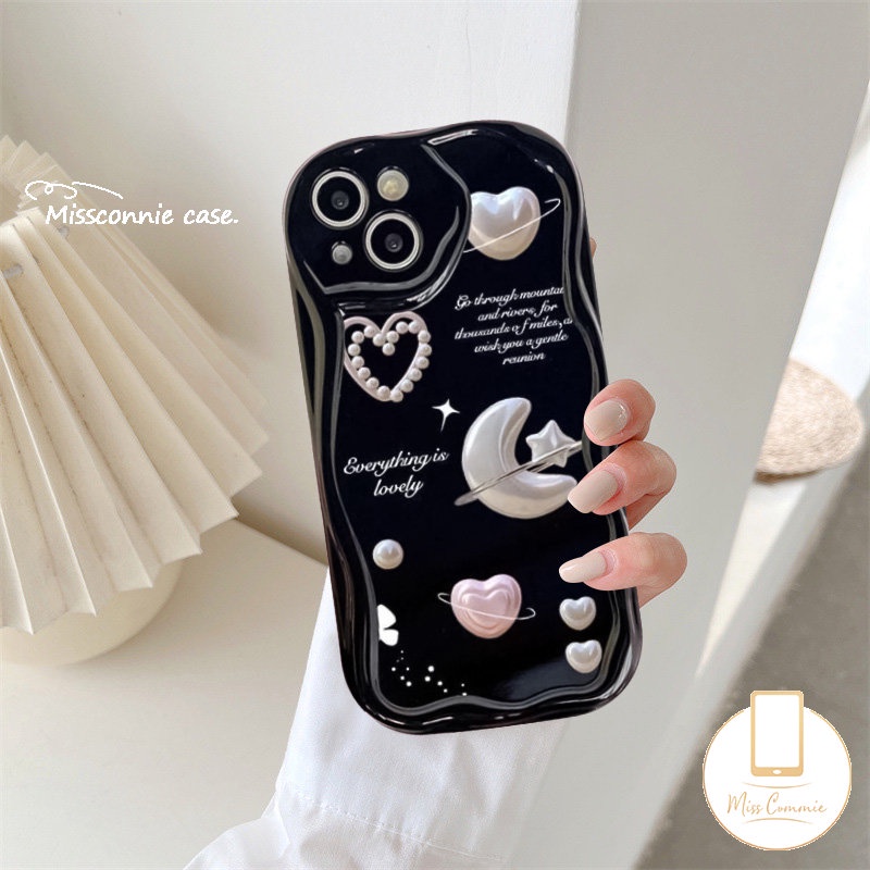 Case Bunga Garis Simple Untuk Redmi 9A 9C A1 9 10A 10 9T 10C 9C NFC A2 Redmi Note10 8 9 12 11 11s 10 Pro Max POCO M3 3D Tepi Melengkung Bergelombang Glossy Lembut Bulan Bintang Love Hati Sarung