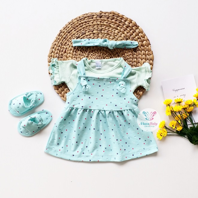 Plazababyku MX OVERALL CLAIRE  SANDALS setelan bayi motif bunga yang lucu free headband + sandal