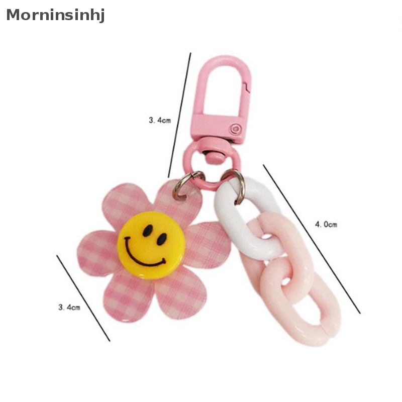 Mornin Warna-Warni Lucu Smiley Face Bunga Gantungan Kunci Ransel Liontin Gantungan Kunci Aksesoris Hadiah id