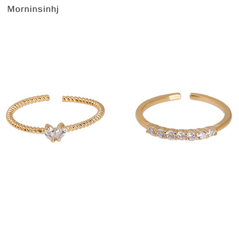 Mornin Fashion Kristal Hati Pernikahan Band Rings Untuk Wanita Pertunangan Warna Emas Perempuan Cincin Halus Pesta Jewerly id