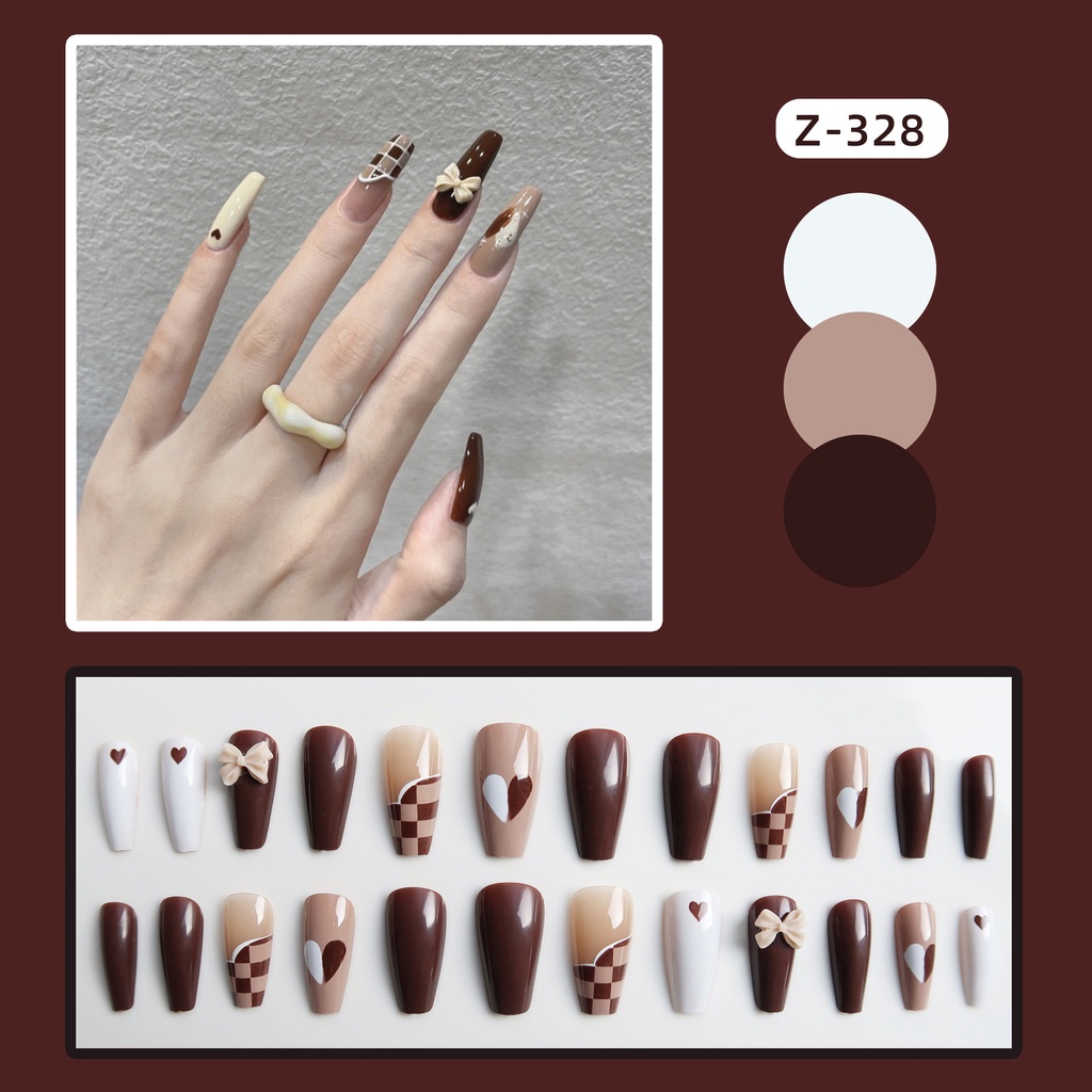 X67 24 Pcs DIY Kuku Palsu French Cool Finger Nail Art Stiker Kuku Palsu