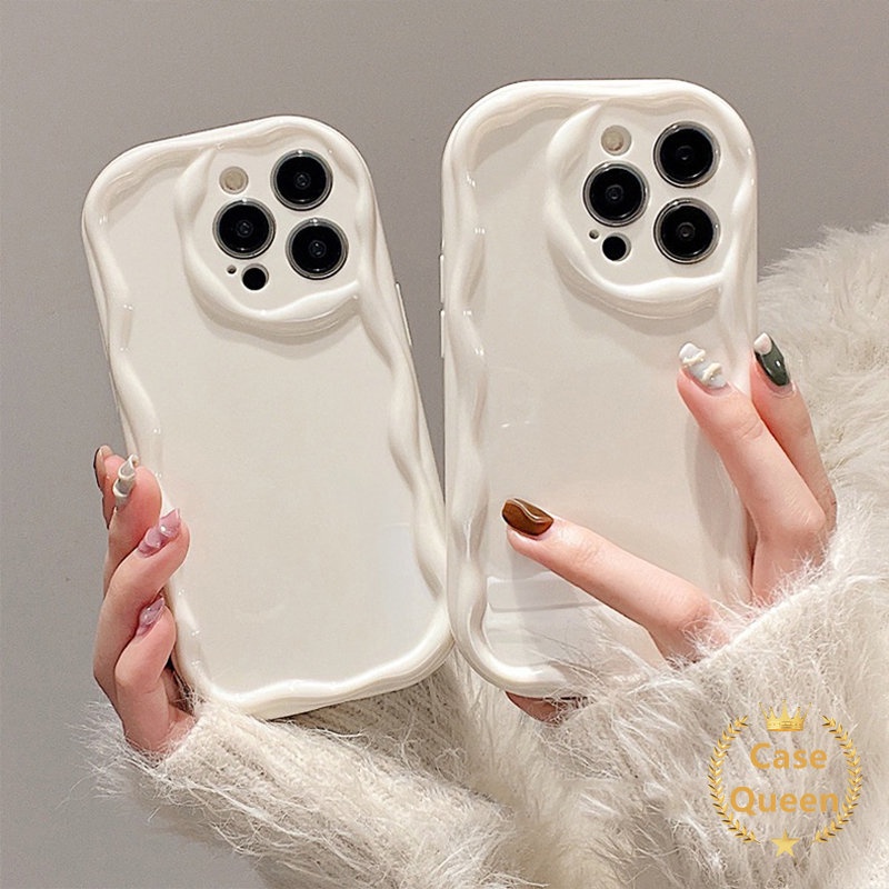 Casing Tepi Lengkung Bergelombang 3D Untuk Vivo Y16 Y20 Y17 Y12 Y30 Y31 Y15s Y12s Y15 Y21 Y35 Y91 Y50 Y51 Y33s Y21A Y20s Y12i Y21s Y91C Y20i Y02 Y11 Y15A Y95 Soft Case Anti Jatuh Glossy Simple