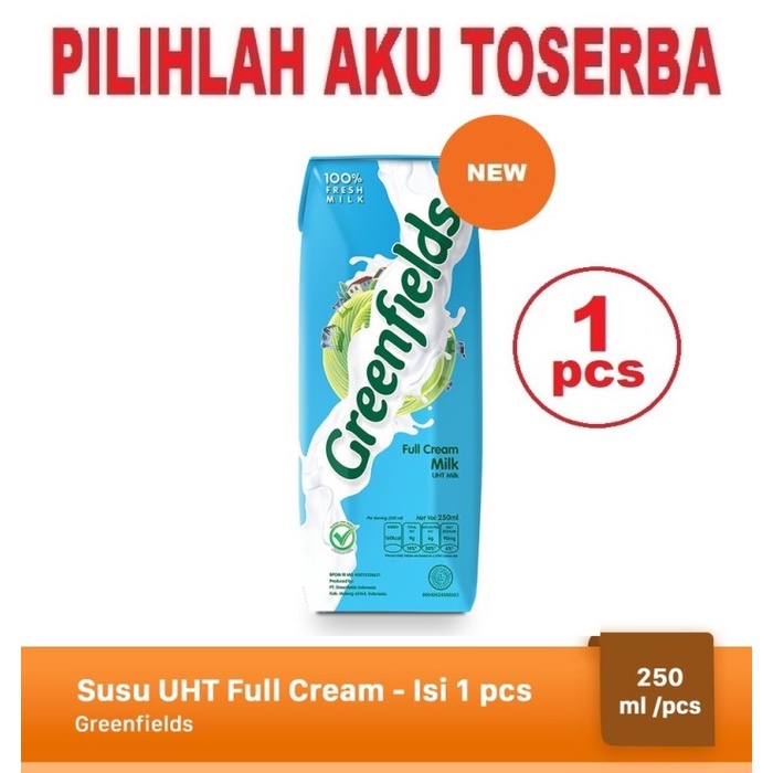 Susu Greenfields FULL CREAM 250 ml - ( HARGA 1 pcs )