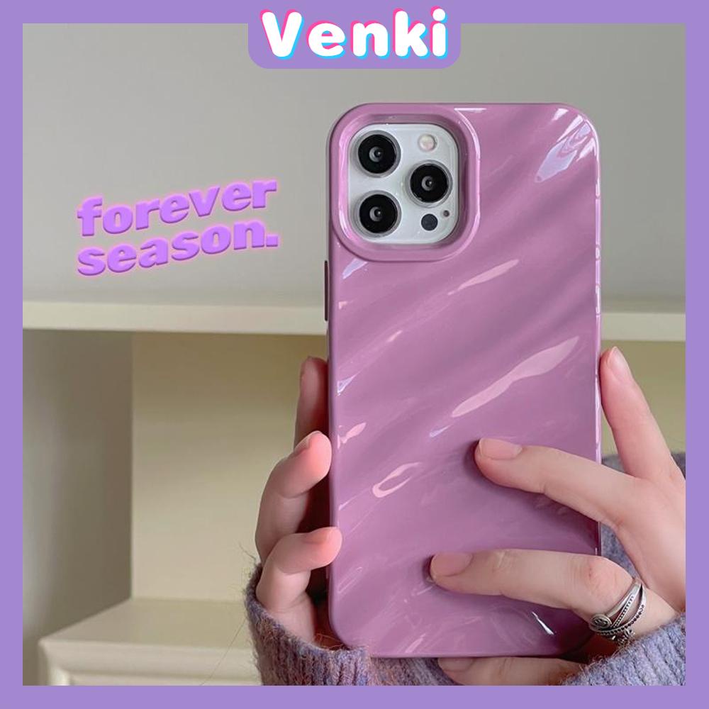 VENKI - Untuk iPhone 11 Case Soft Case Glossy 3D Ripple Dimensi Shockproof Coklat Ungu Hitam Putih Hijau Untuk iPhone 14 Pro Max 13 Pro max 12 Pro Max 11 iPhone XR XS 7Plus 8Plus