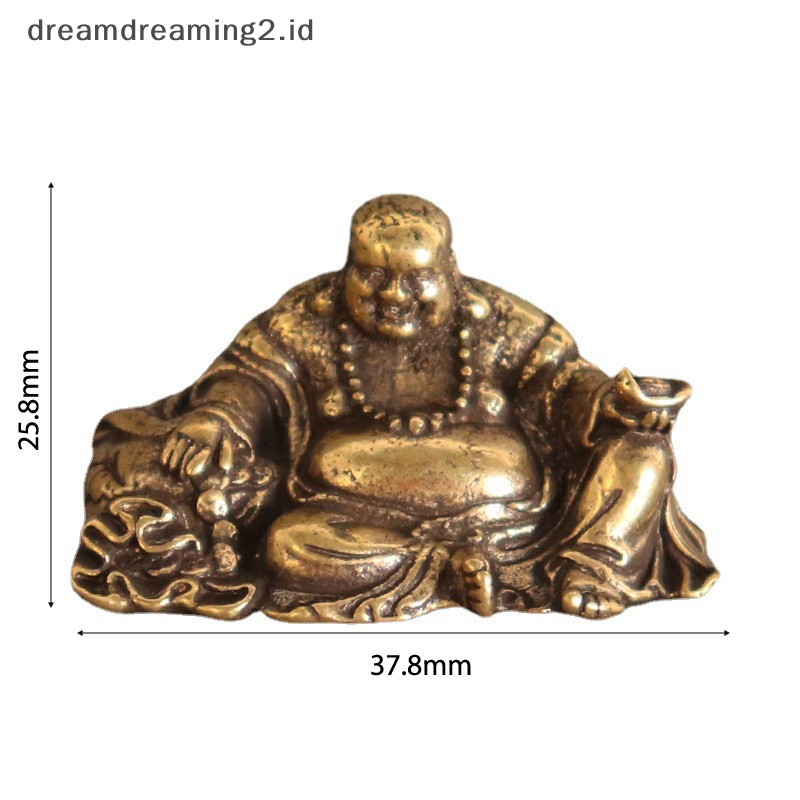 (drea) Patung Kecil Buddha Maitreya Tembaga Murni Ornamen Feng Shui Dekorasi Rumah //