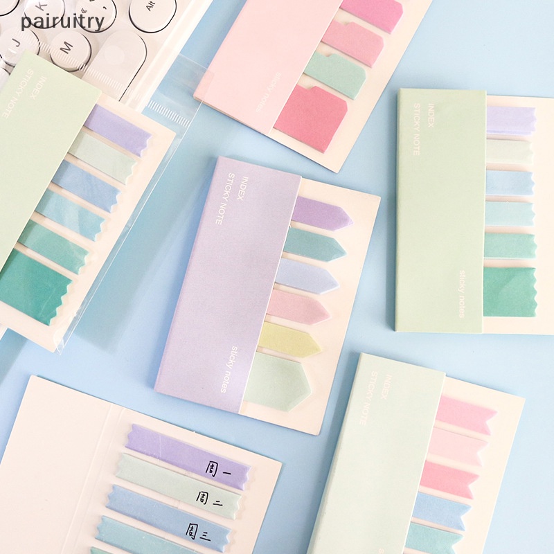 Prt 120sheets Macaroon Color Self Adhesive Memo Pad Sticky Notes Bookmark Point It Marker Memo Stiker Kertas Viskositas Kuat Perlengkapan Kantor Sekolah PRT