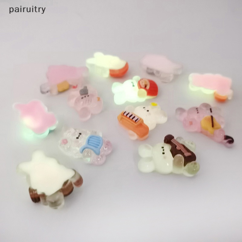 Prt 10PCS Luminous Rabbit Resin Decor DIY Miniatur Ornamen Hadiah Membuat Perhiasan PRT